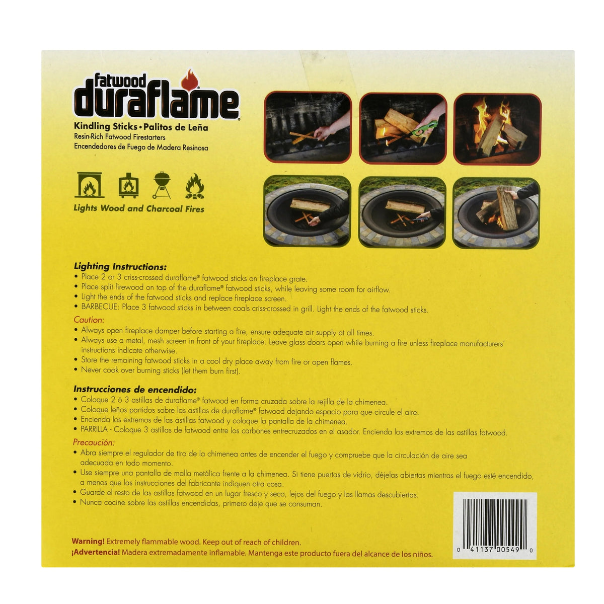 Duraflame Fatwood Fire Starters for Firewood or Charcoal, .125 Cu ft