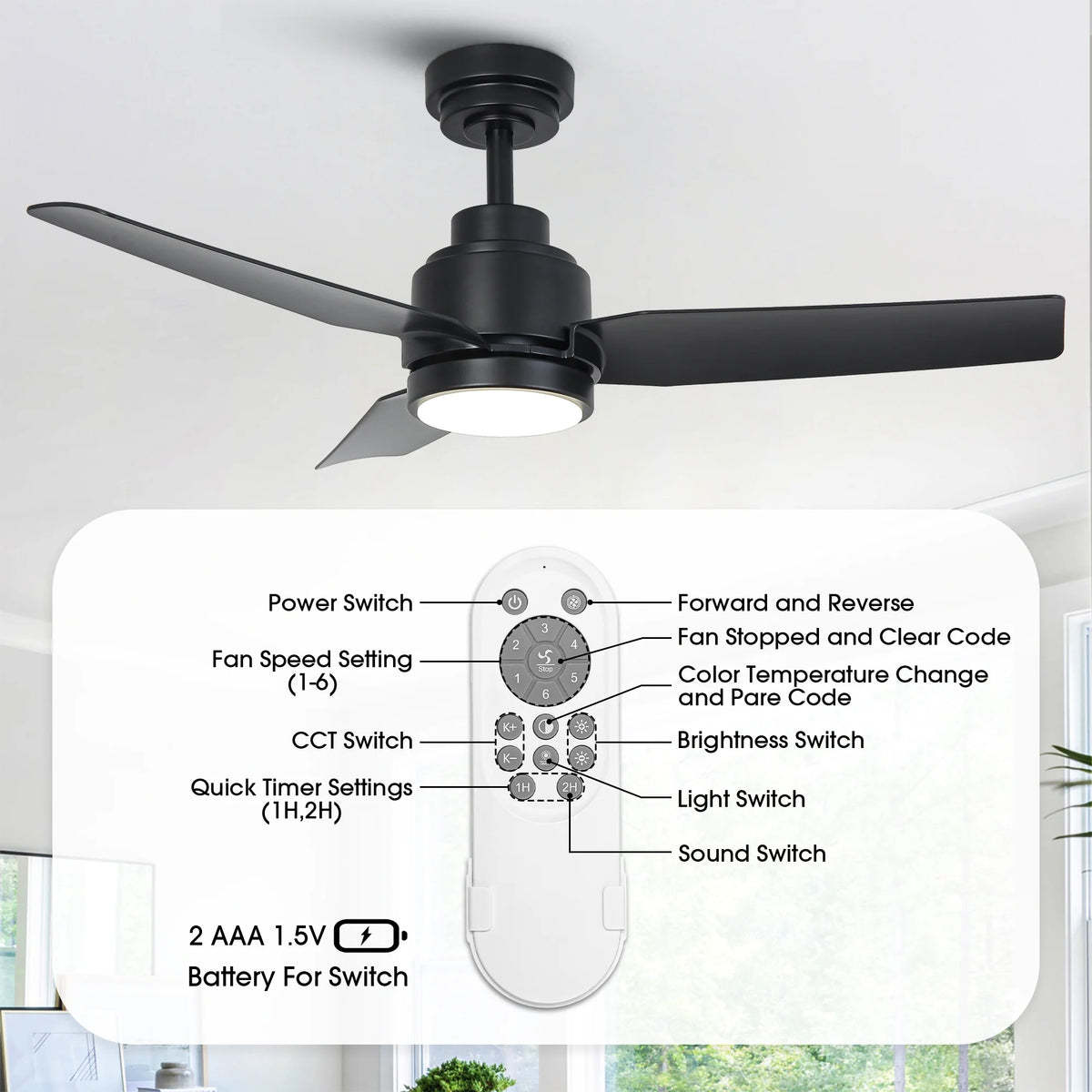 42" Modern Gold Dimmable Ceiling Fan DC Motor Indoor 3-blade LED Ceiling Fan with Remote