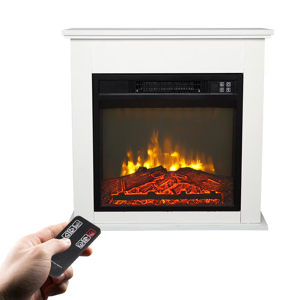 UbesGoo 25" Electric Fireplace Wall/Corner White Wood Cabinet w/Remote Control