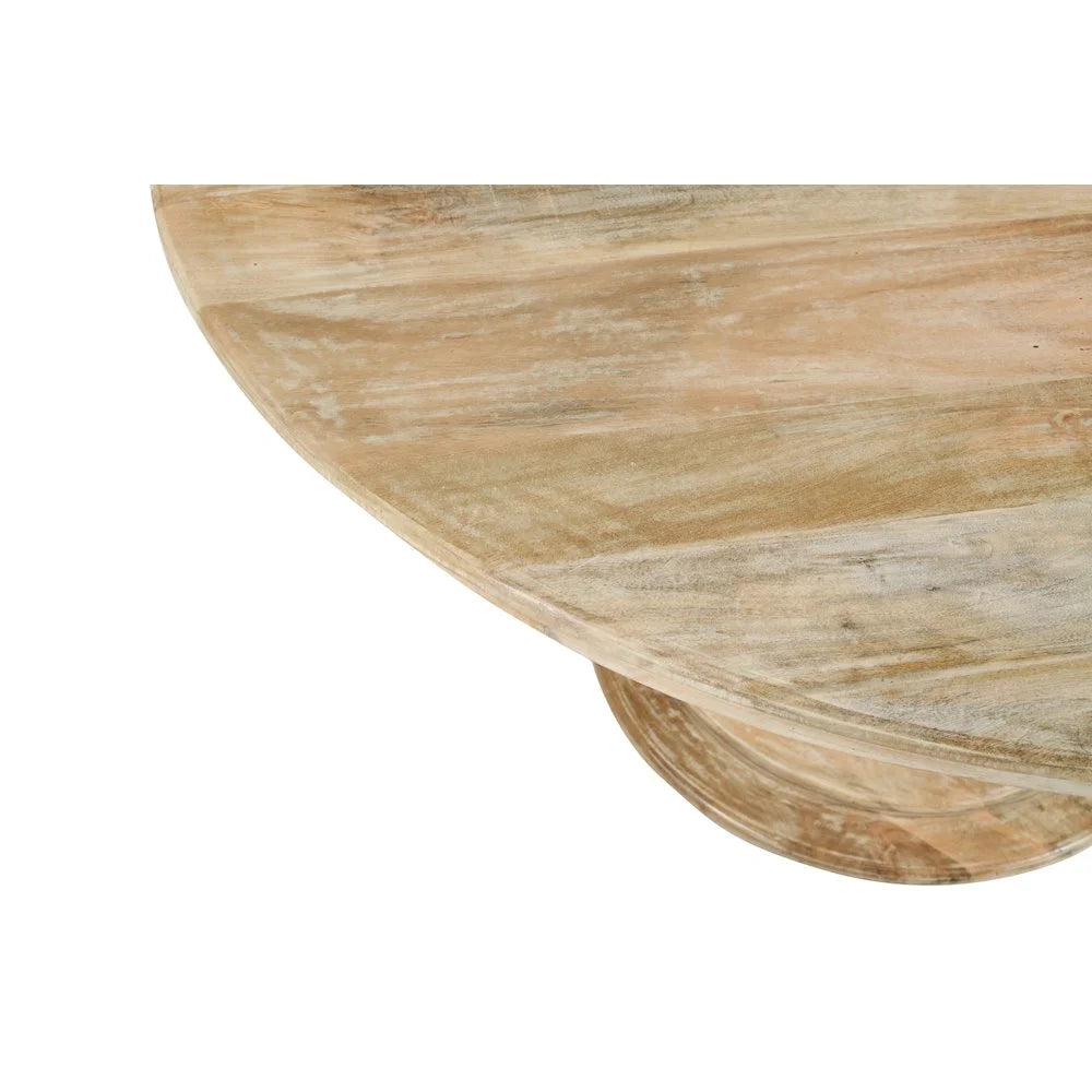 Jenna Pedestal Dining Table in Coastal Natural Finish On Mango Solid Wood