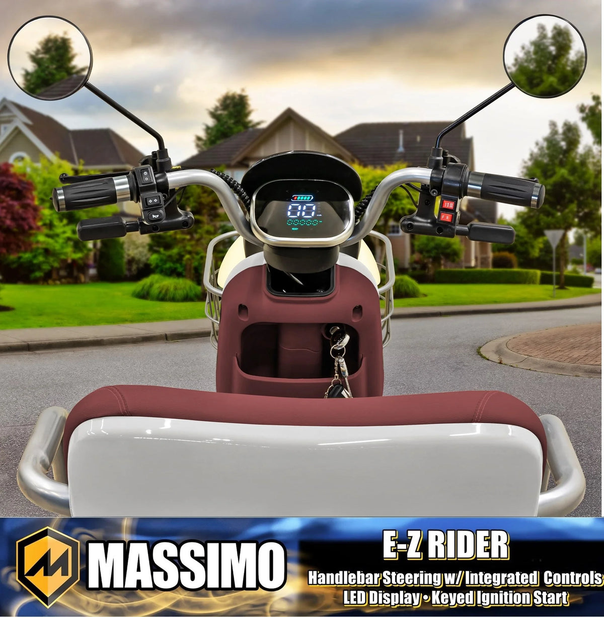 Massimo MGC E-Trike 3-Wheel Electric Cart �C 17 MPH, 2-Seater Adult Scooter �C Blue