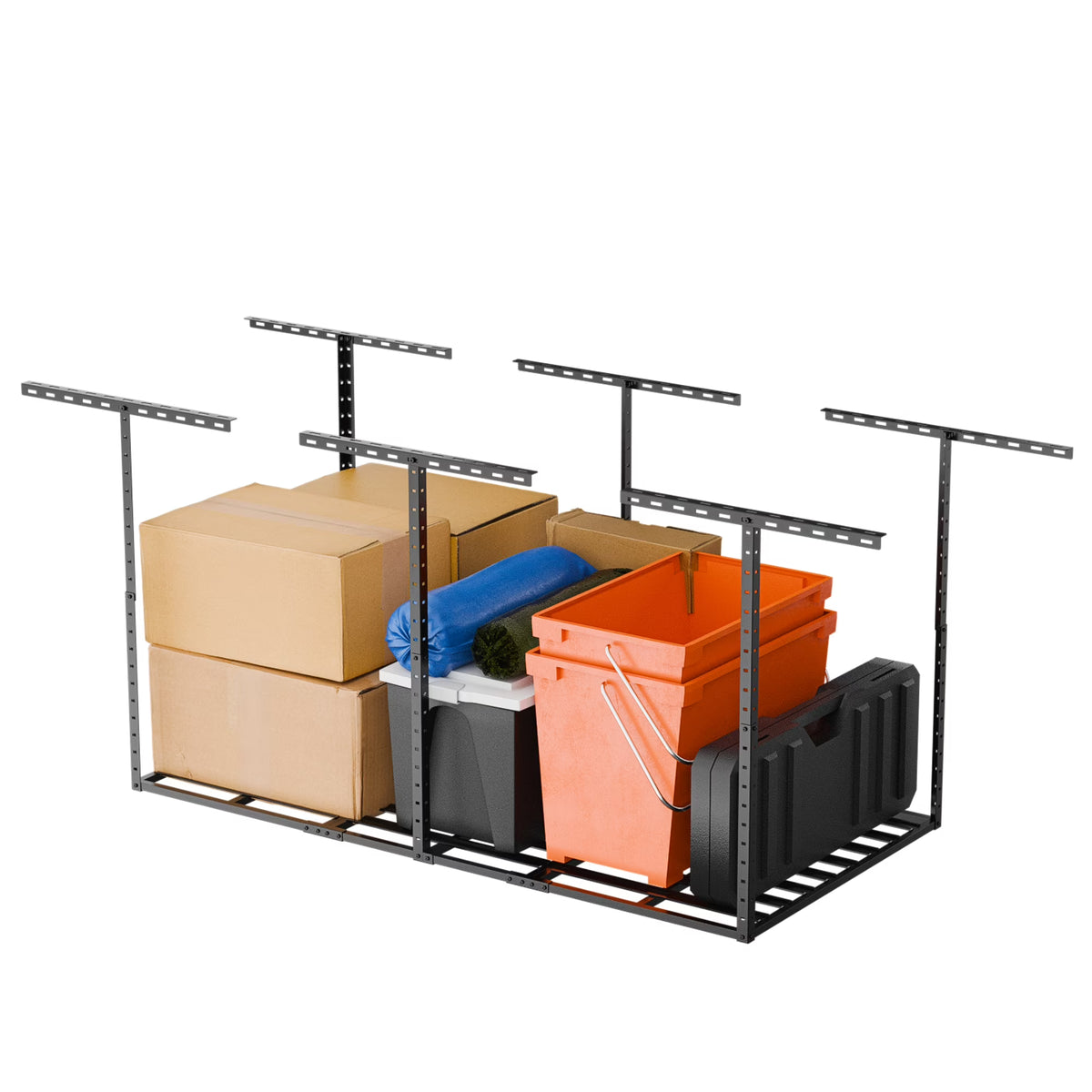 SunsGrove 4��8FT Overhead Storage Rack, 1 Pack, Black