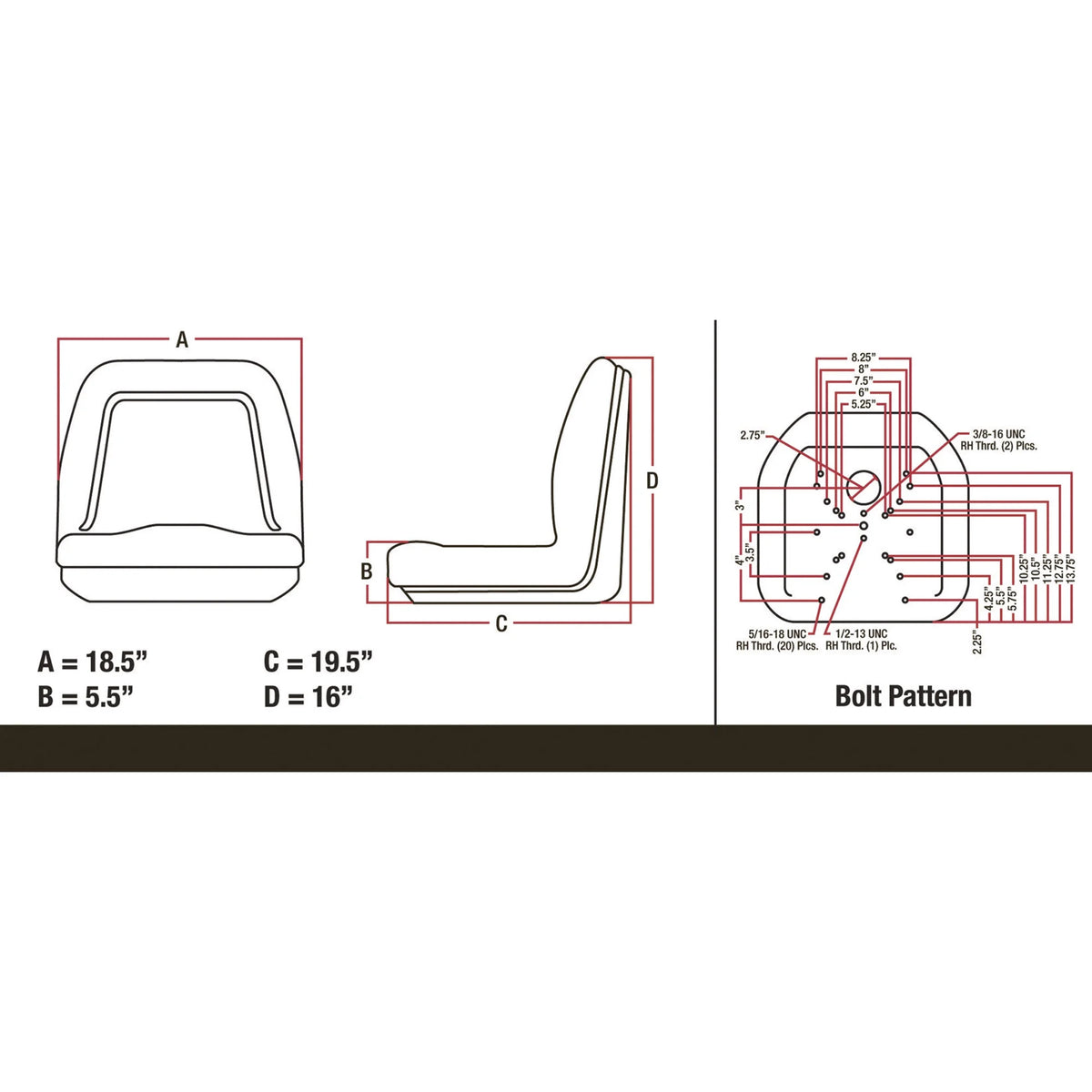 A&I Products Deluxe Comfort Lawn Mower Seat, Black, Fits Universal Lawn Mowers, Height 18 inches