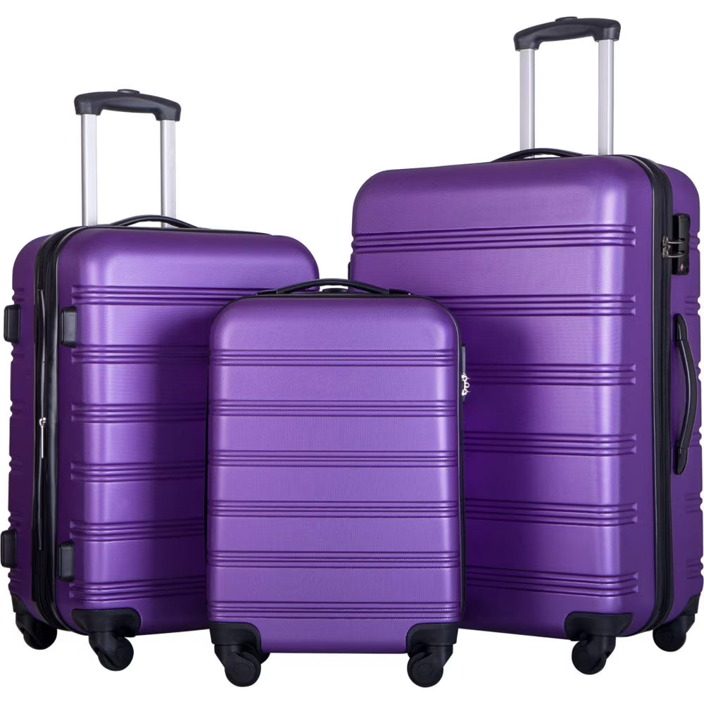 Tcbosik Luggage Sets, 3 Piece Set Hardside Suitcases with Spinner Wheels, 20/24/28 Travel Luggage Lightweight, Dark Blue