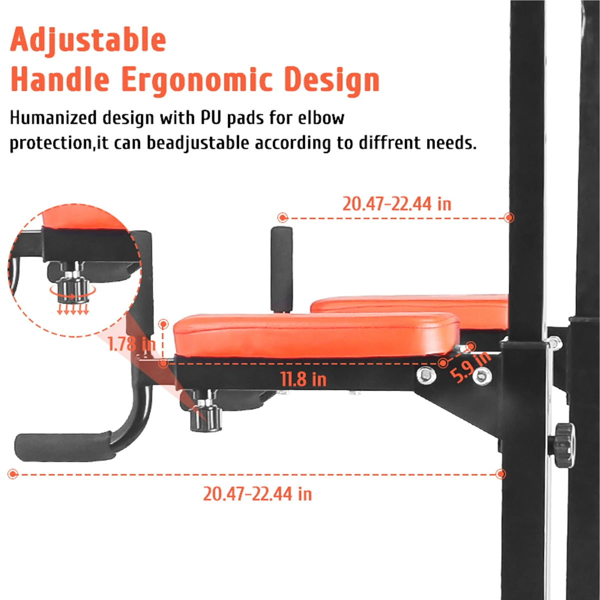 Relife Sports Power Tower Pull up Bar 36" Dip Station with Adjustable Height for Strength Training, Black