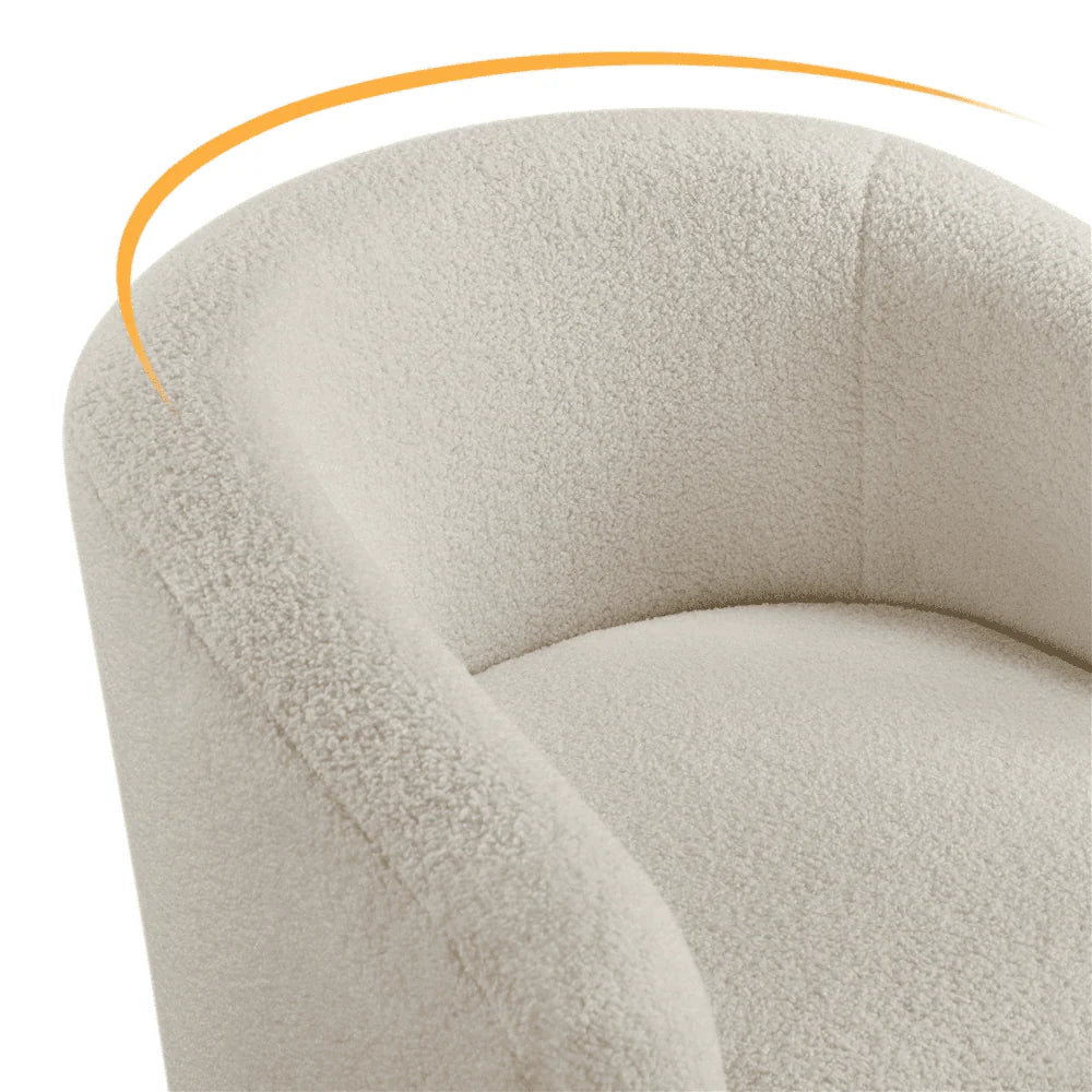 Yaheetech Upholstered Club Chair Accent Barrel Chair, Ivory