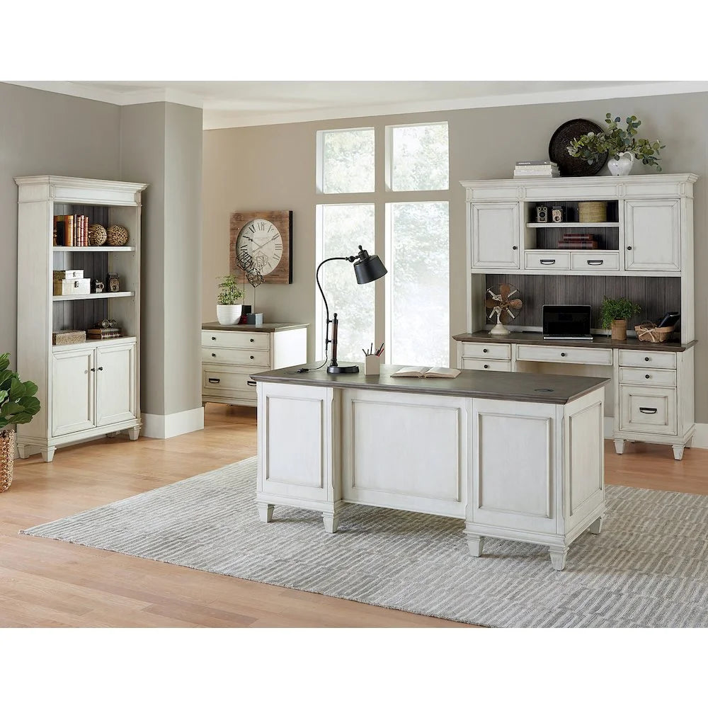 Martin Furniture Hartford White Wood Double Pedestal Desk Executive Desk