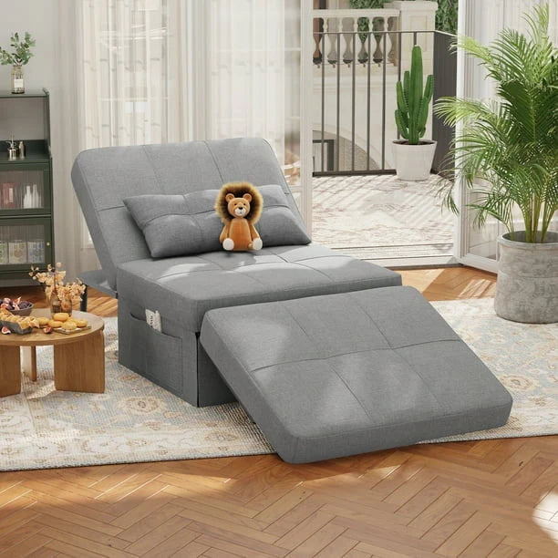 Chair Bed, Lofka Convertible Recliner Single Sofa Bed, Free Installation, 730 lbs, Dark Gray