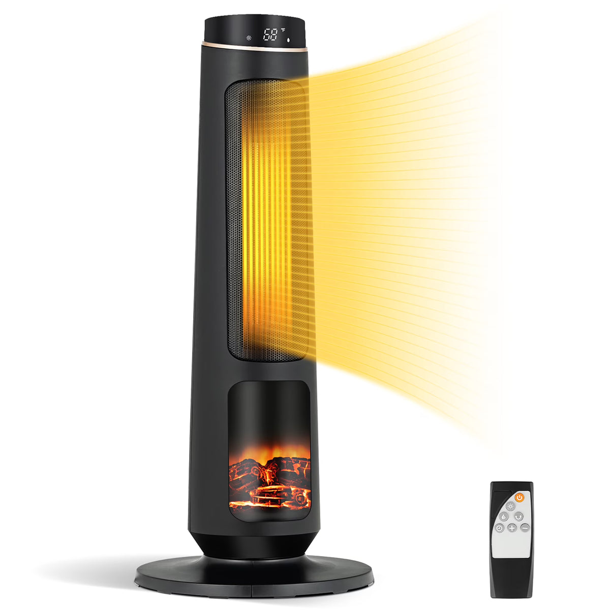 Costway 1500W Electric Space Heater PTC Fast Heating Ceramic Heater 3D Realistic Flame
