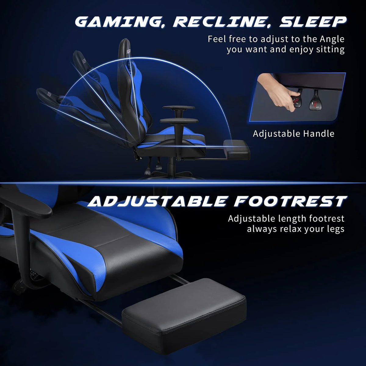 Lacoo High Back Gaming Chair Ergonomic Gaming Computer Chair,Black