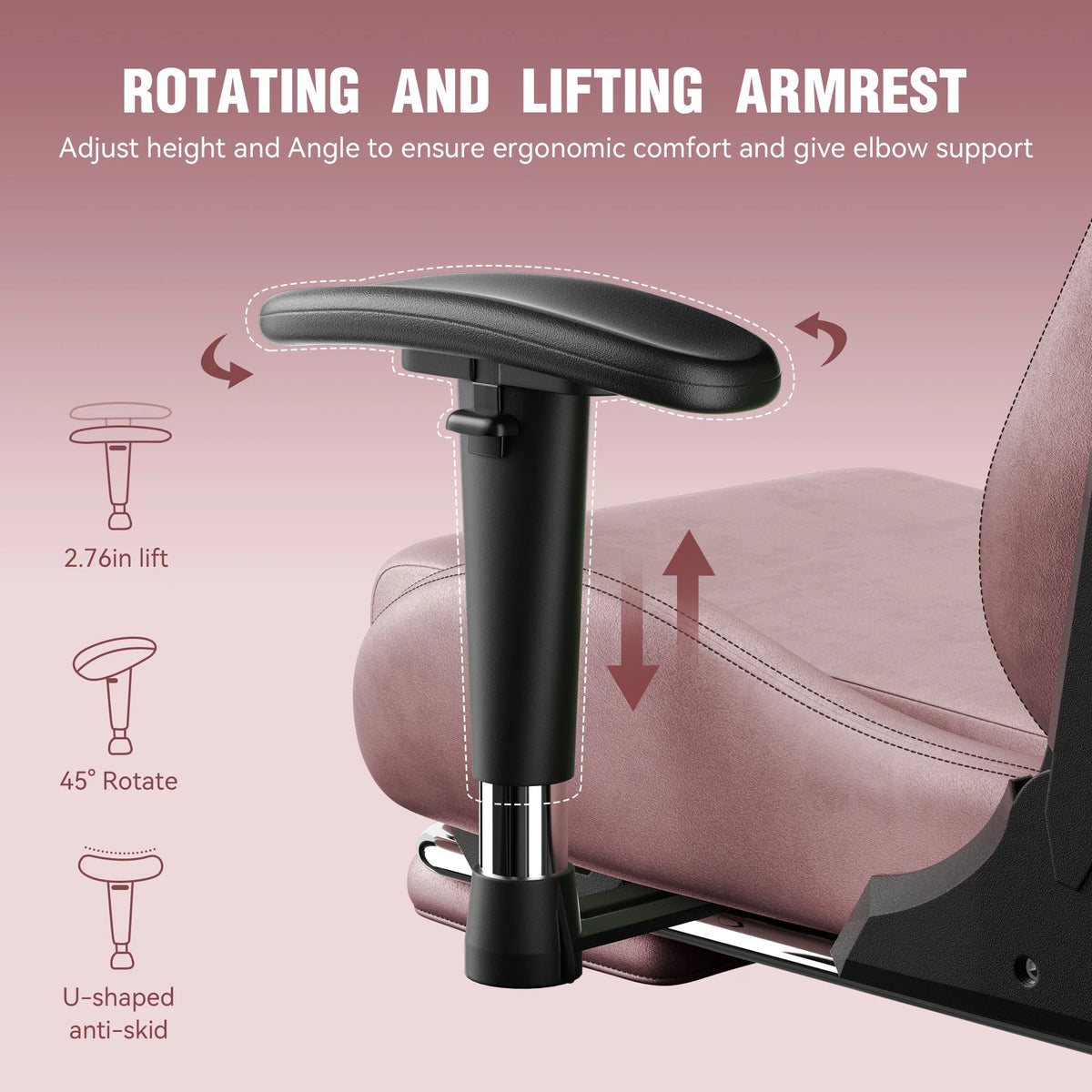 Dowinx Computer Gaming Chair with Pocket Spring Cushion and 4D Armrests for Office,Breathable Fabric High Back Ergonomic Task Chair with Footrest , Massage Lumbar Support Black