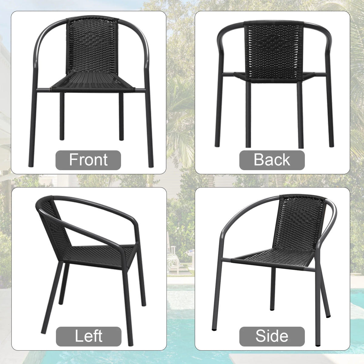 Gaildon Pack Medium Brown Rattan Indoor-Outdoor Restaurant Stack Chair | Versatile and Stylish Seating