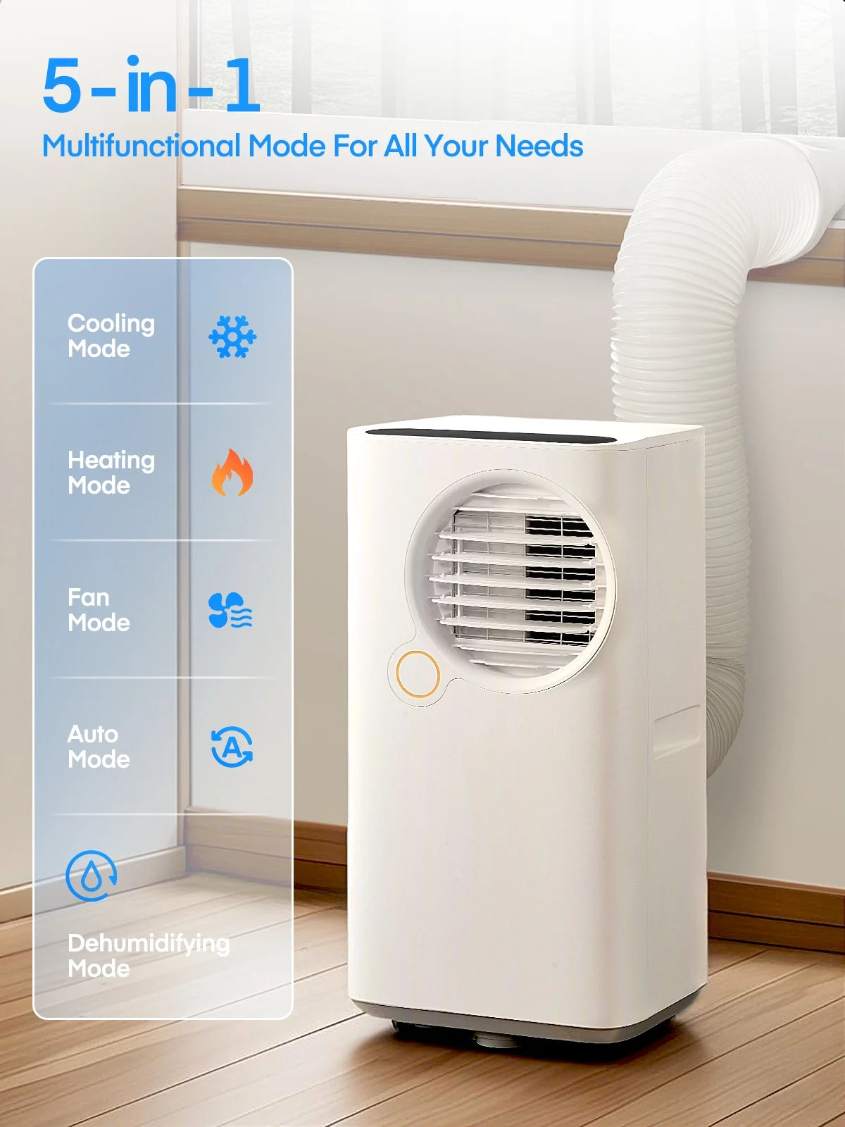 FOHERE 12000 BTU Portable Air Conditioner for Room Cooling and Heating, Covers up to 550 Sq. Ft, 4 IN 1 All Season AC Portable Air Conditioner with Remote Control and Window Kit, White