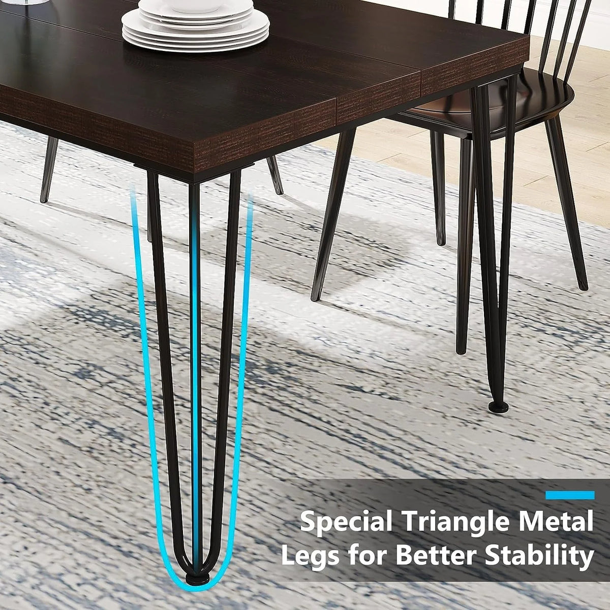 Tribesigns Dining Table for 6 Person, 62.9 Inch Kitchen Dining Room Table
