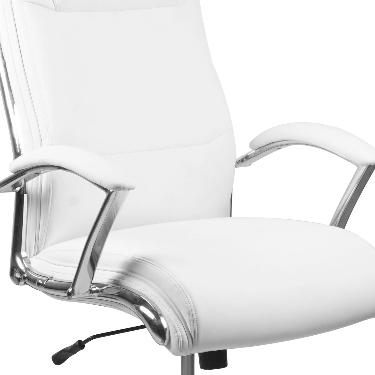 Emma + Oliver High Back Designer White LeatherSoft Smooth Swivel Office Chair with Arms