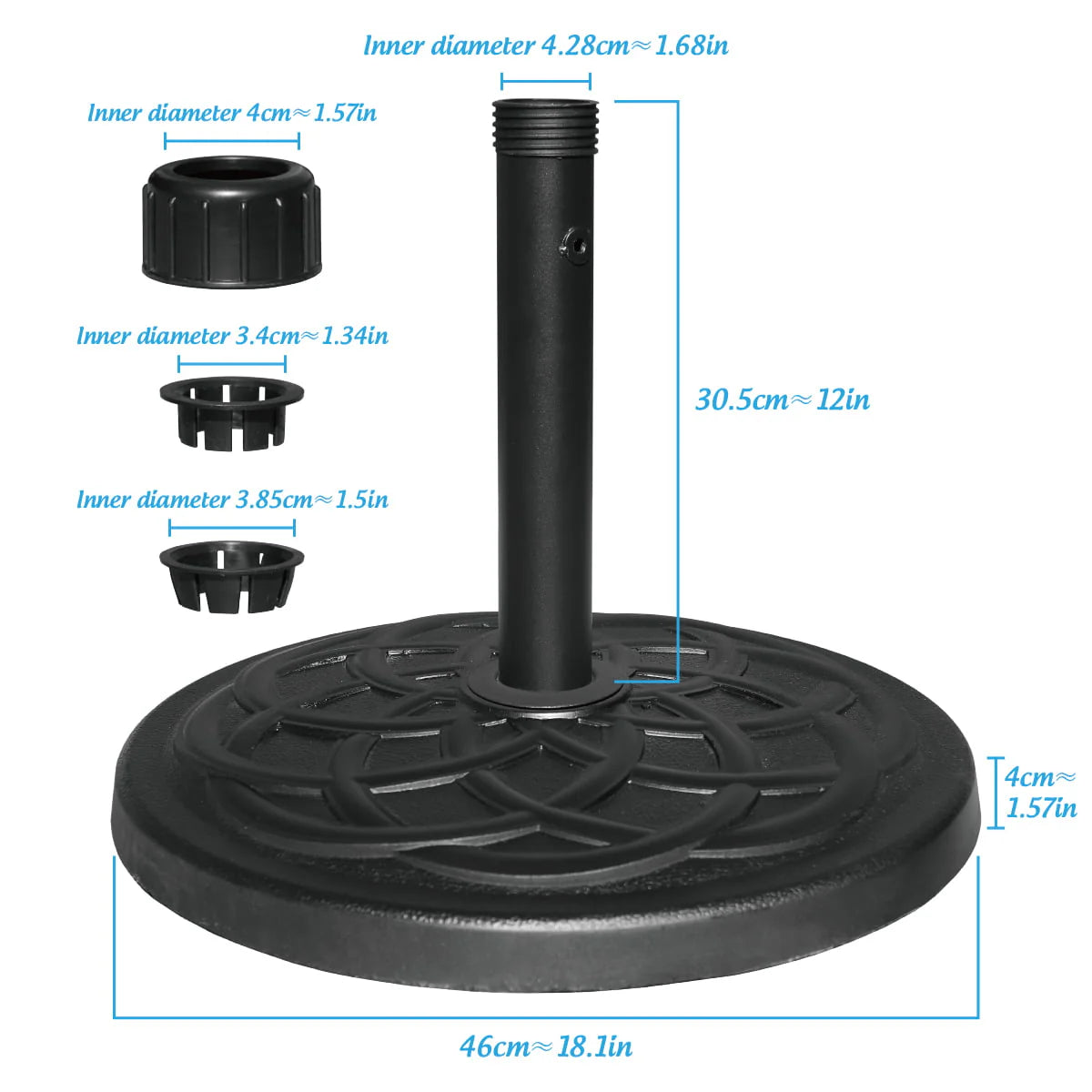 Abble 27lbs Heavy Duty Powder Coated Resin Round Umbrella Base Black