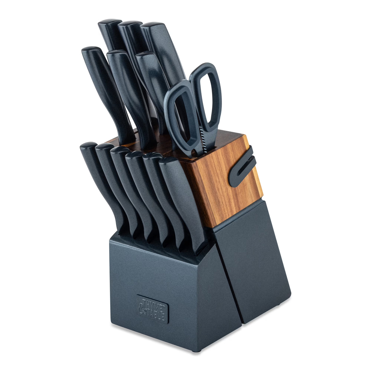 Thyme & Table 15-Piece Knife Block set with Sharpener, Gunmetal
