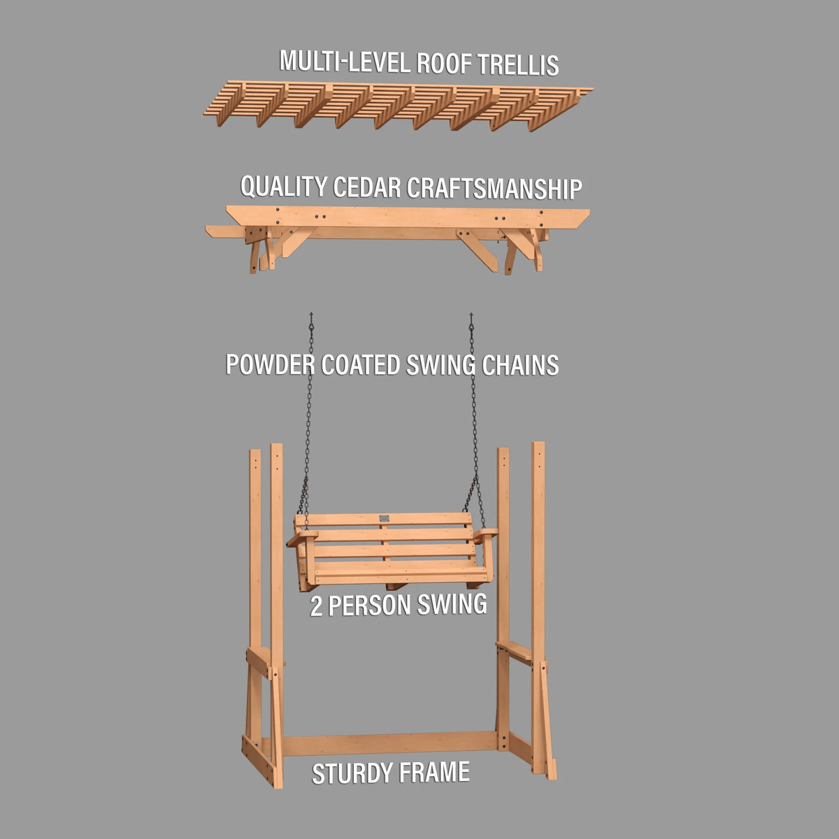 Backyard Discovery Callahan 8x5' Cedar Wood Outdoor Patio Pergola Swing, Trellis, 2-Seater