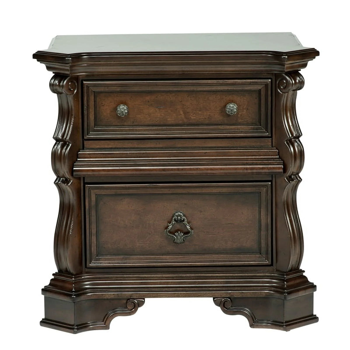 Home Square 2-Piece Set with Night Stand and King Sleigh Bed in Mahogany