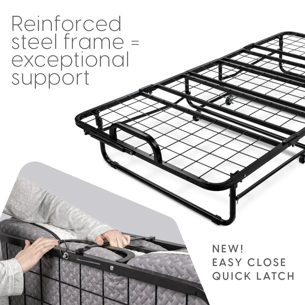 Milliard Diplomat Adjustable Size Modern Folding Bed with Memory Foam Mattress