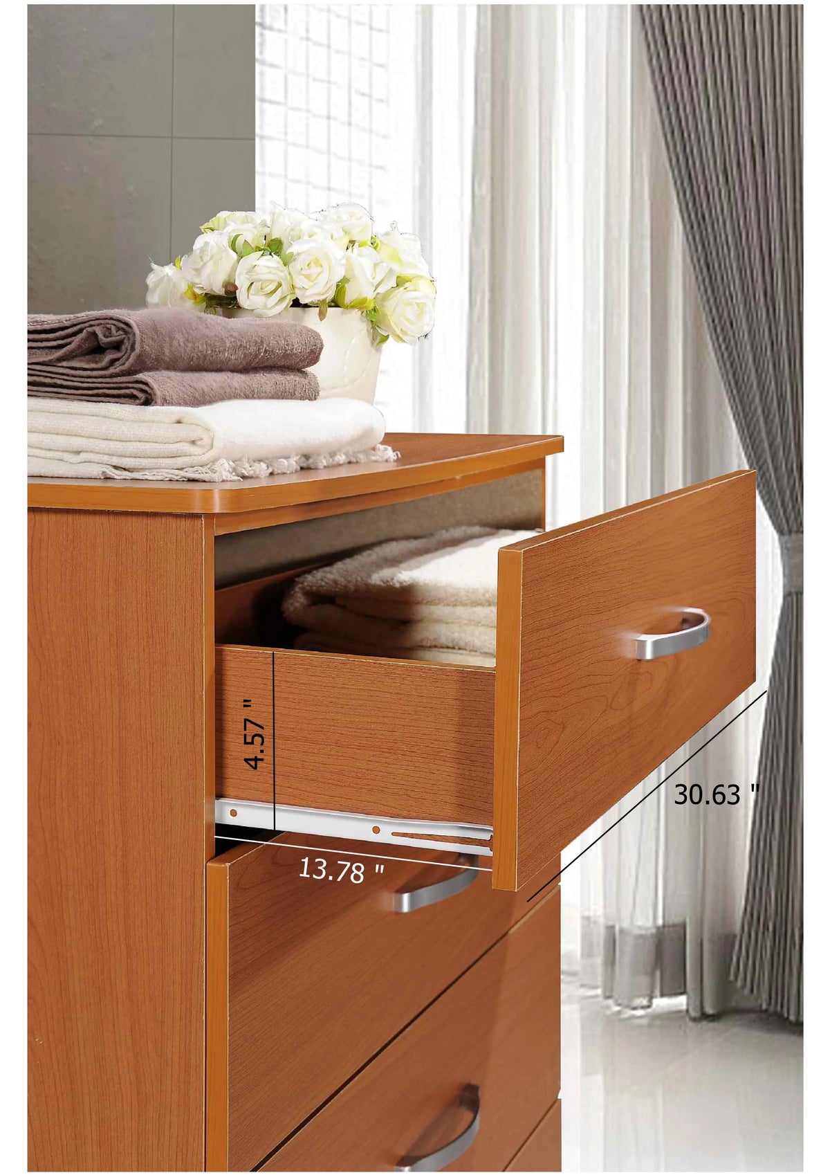 Hodedah 5 - Drawer Chest, Brown, Wood