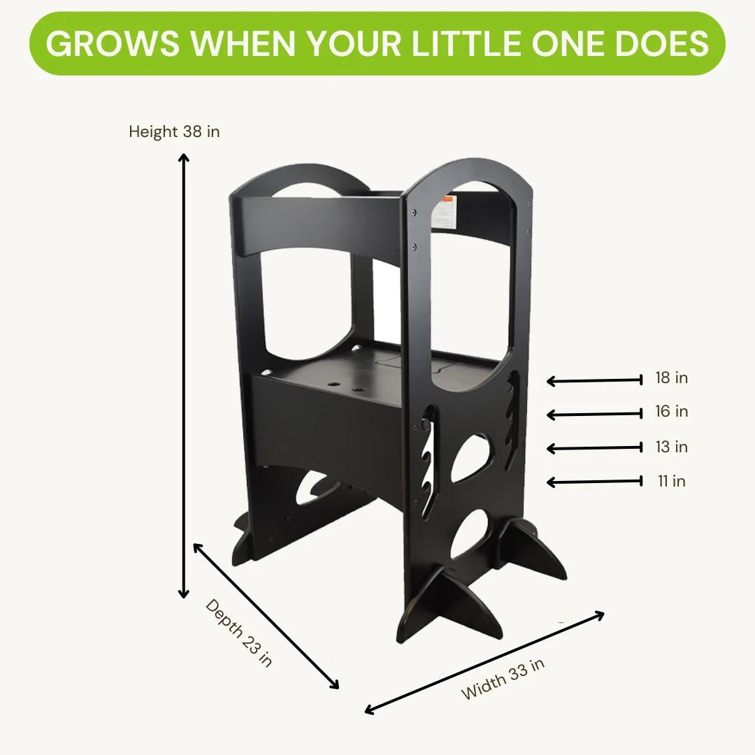 Little Partners Learning Tower Adjustable Height Kitchen Step Stool, Toddler Tower, Encourages Learning, Independence, and Engagement, Safety Climbing Tower for Kitchen Counter - Soft White