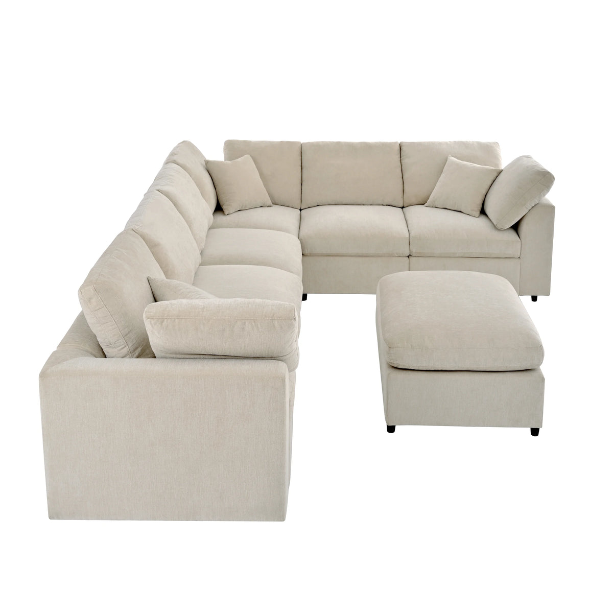 EUROCO 124.8" 7-Seater Oversized Modular Couches and Sofas Sectional with Ottoman,Sectional Sofa U/L Shaped Chenille Sectional Couch for Living Room, Office, Spacious Space