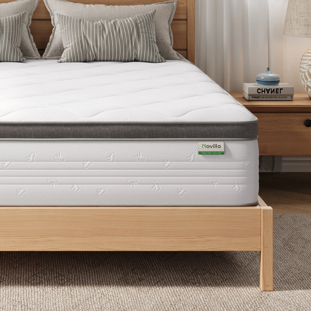 Novilla Easeon 12" Medium Pocket Spring Hybrid Mattress,Queen