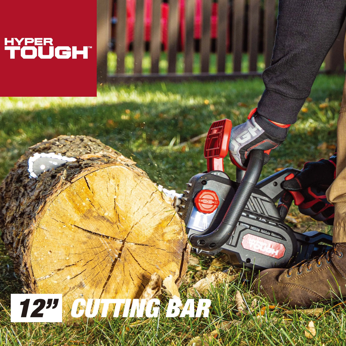 Hyper Tough 20V 4.0Ah Battery Powered 12in Brushless Chainsaw,  HT22-401-03-03