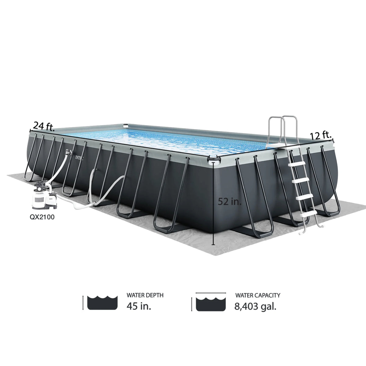INTEX Ultra XTR 24�� x 12�� x 52�� Rectangular Above Ground Pool Set w/ Filter Pump