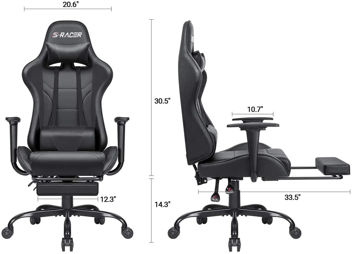 Lacoo High Back Gaming Chair Ergonomic Gaming Computer Chair,Black