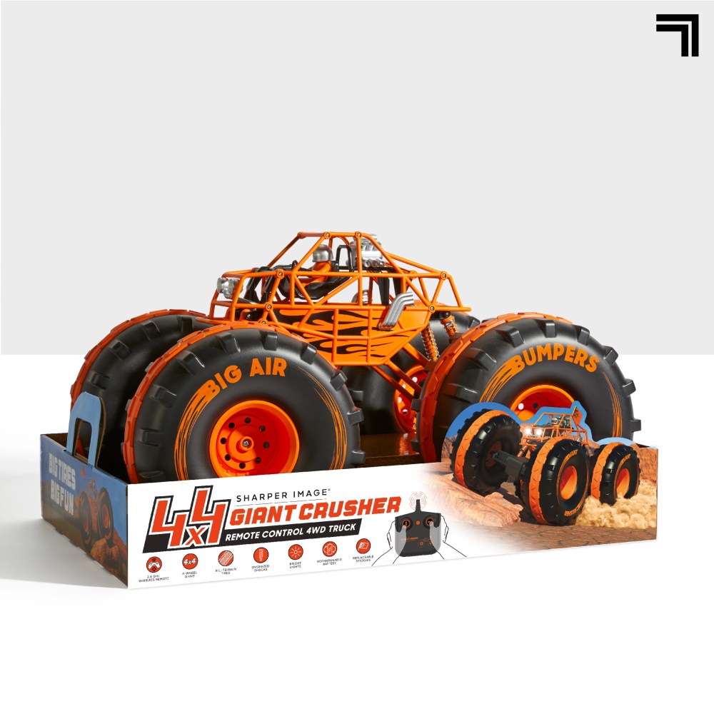 Sharper Image® 4×4 Giant Crusher Remote Control 4WD Truck. High-Speed Off-Road Monster Truck. Orange