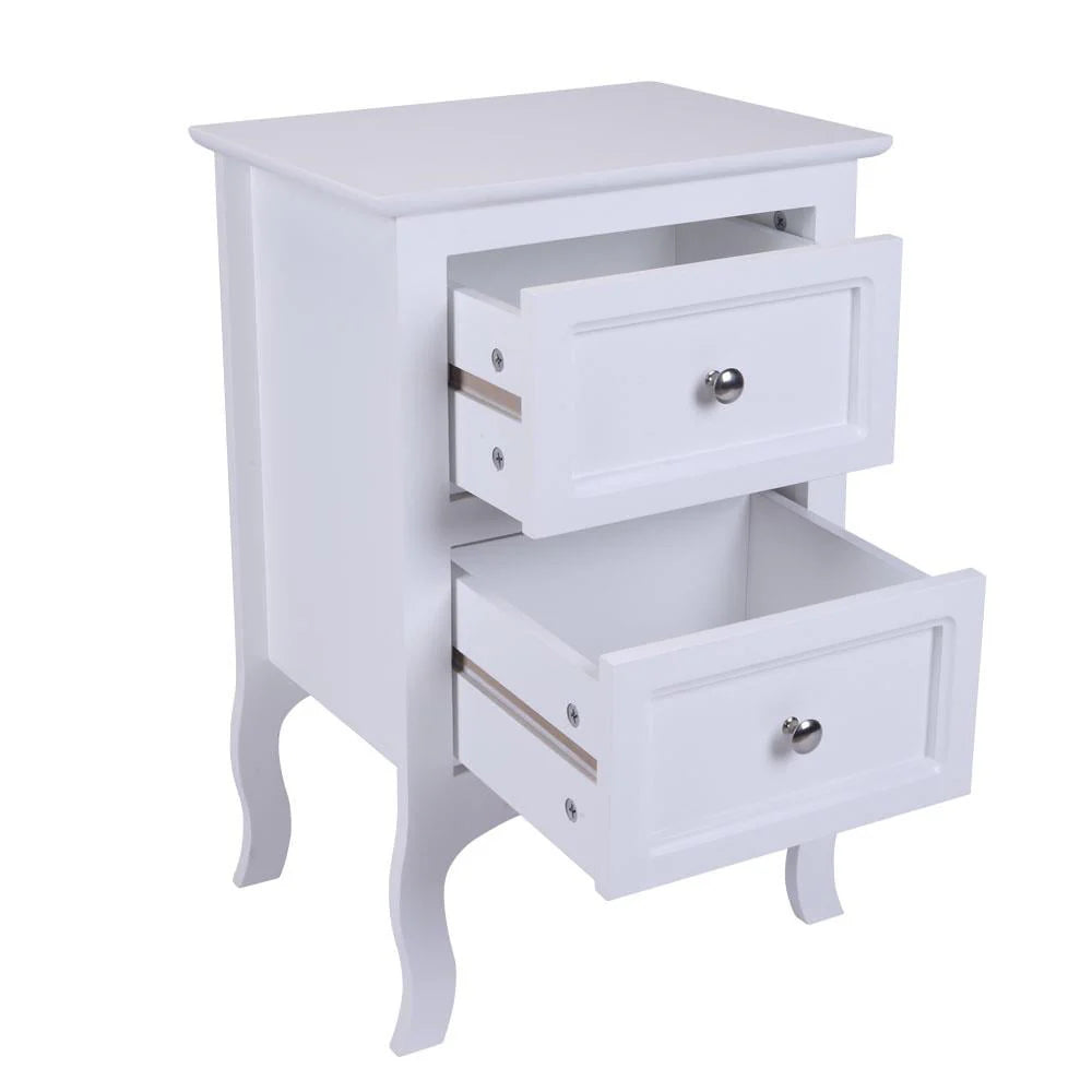 UBesGoo Set of 2 Nightstand, Side Table Night Table,White