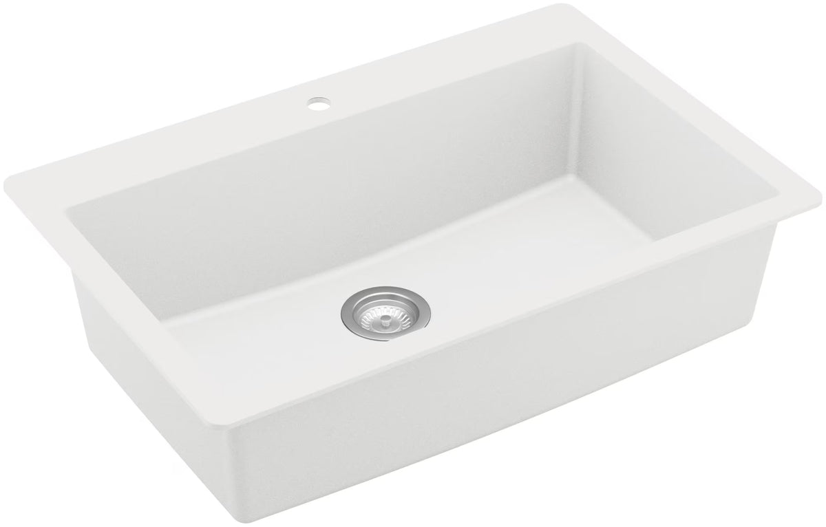 Karran Usa Qt-812 Quartz Qt 33" Drop In Single Basin Quartz Composite Kitchen Sink - White