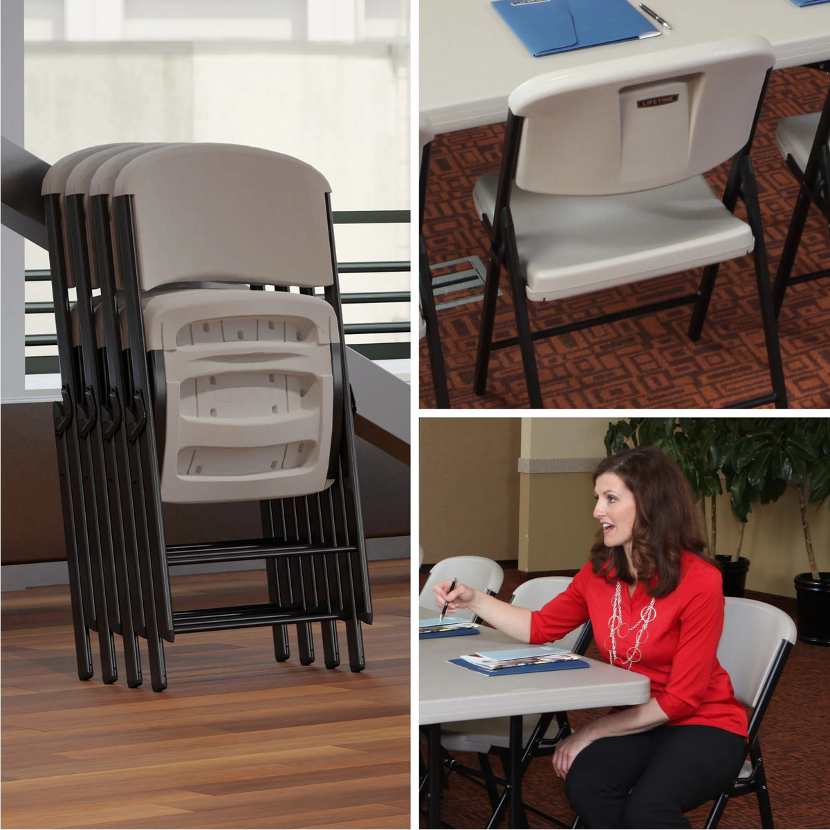 Lifetime Folding Chair, Indoor/Outdoor Commercial, White Granite, 4 Pack (42804)