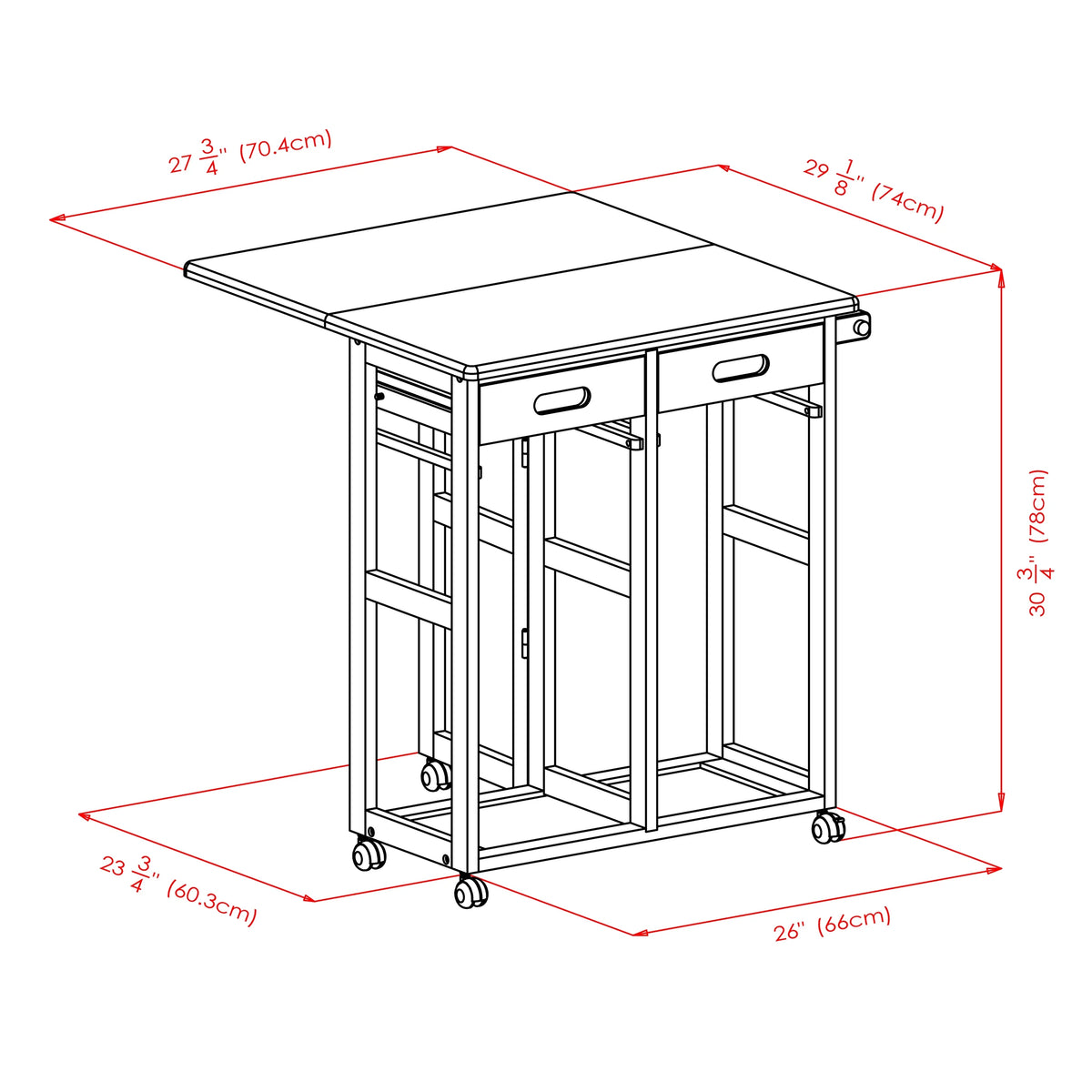 Winsome Suzanne 3-PC Space Saver Set, 2 Tuck-away stools, Teak Finish