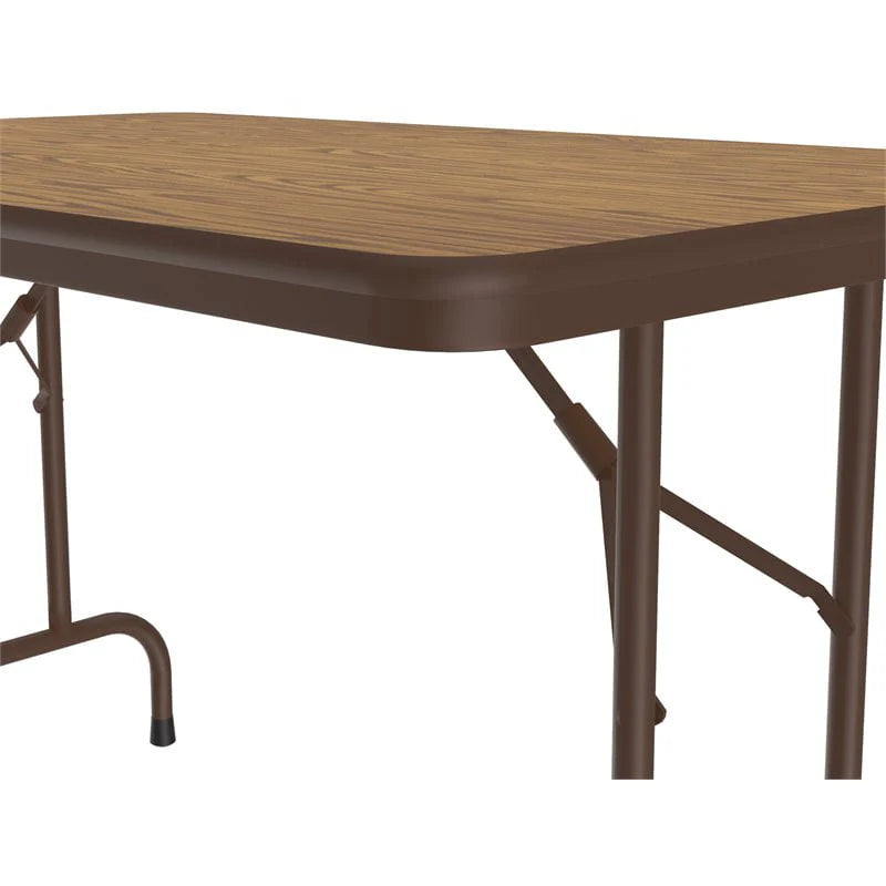 Correll 30"W x 48"D Melamine Top Folding Table in Medium Oak