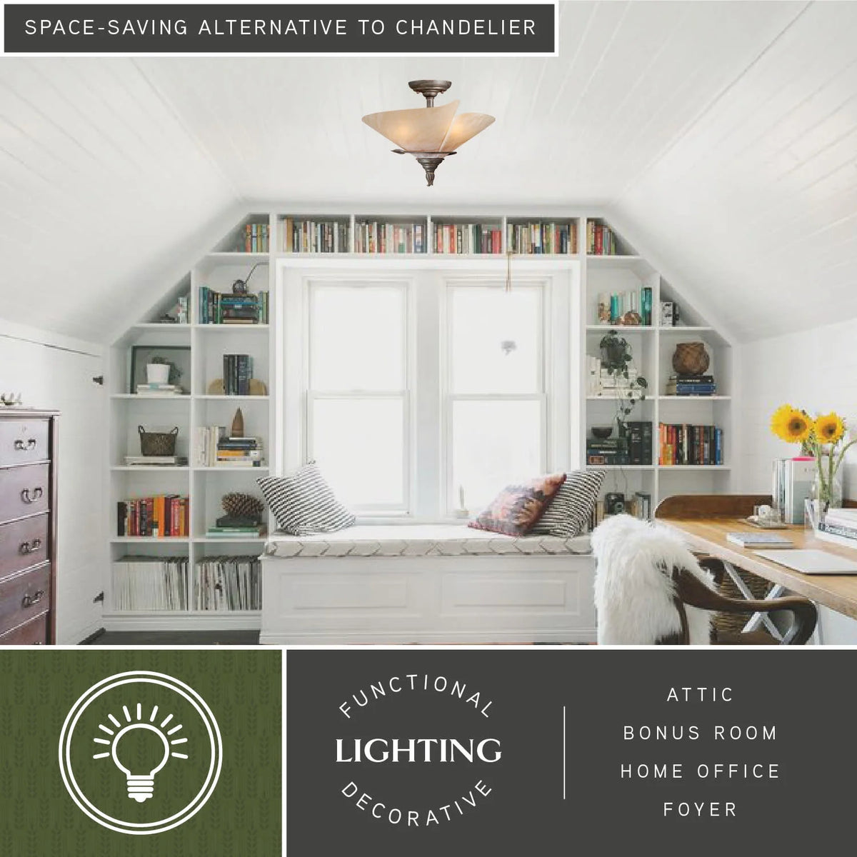 Capri 15-in W Bronze Rustic Vine Semi Flush Mount Ceiling Light