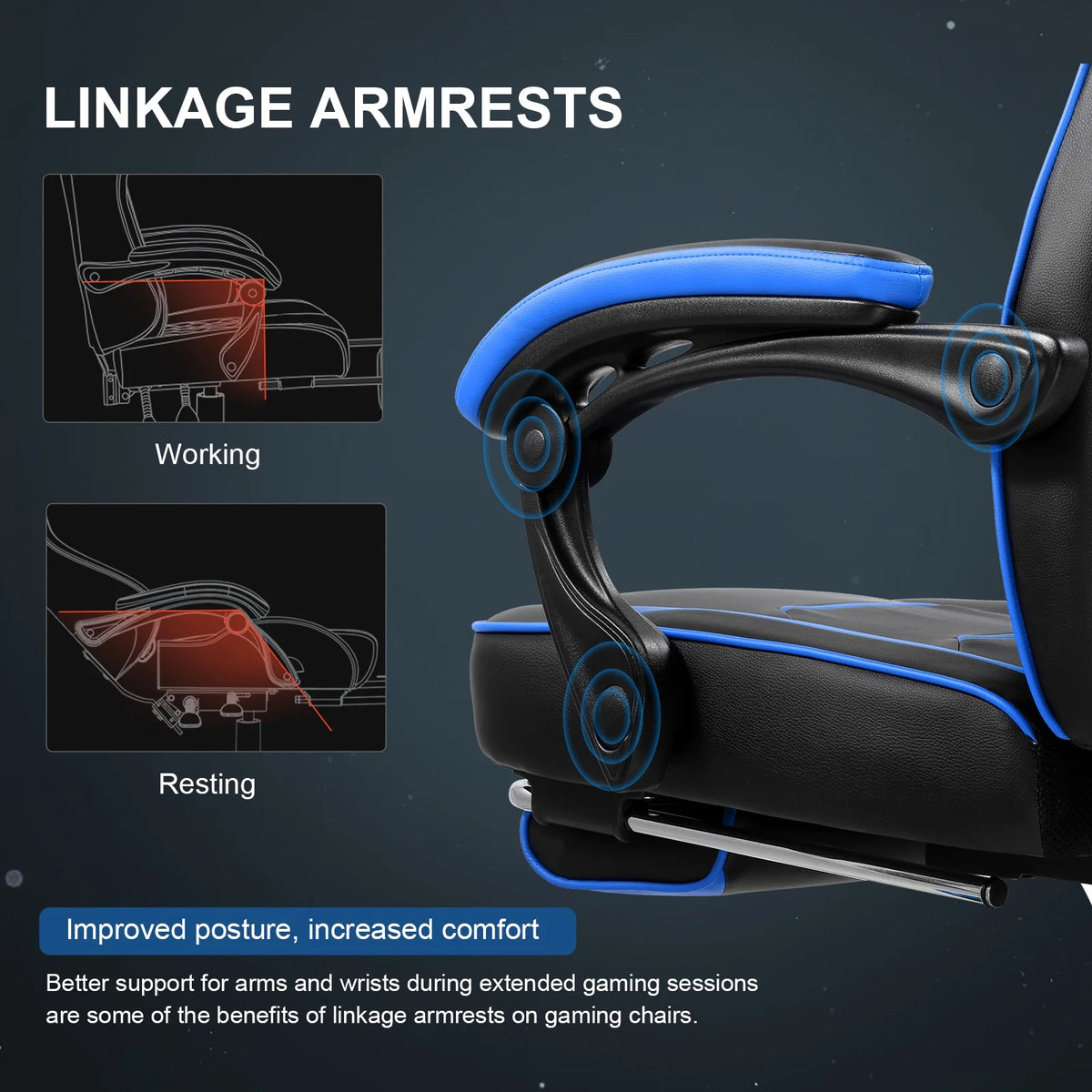 GTPLAYER Gaming Chair with Footrest, Big and Tall Game Chair 350lb Racing Style Computer Chair, Ergonomic Executive Office Chair High Back with Lumbar Support and Recliner, Black