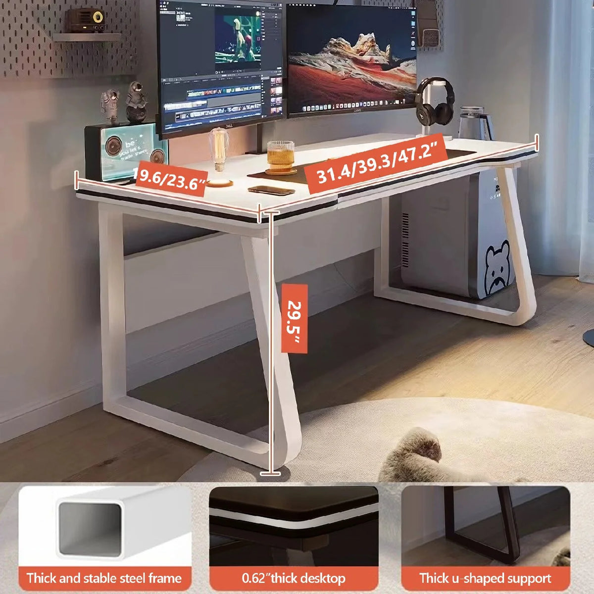 Gaming Desk Computer Writing Table Student Art Modren Simple Style PC Wood Suitable for Home, Office.