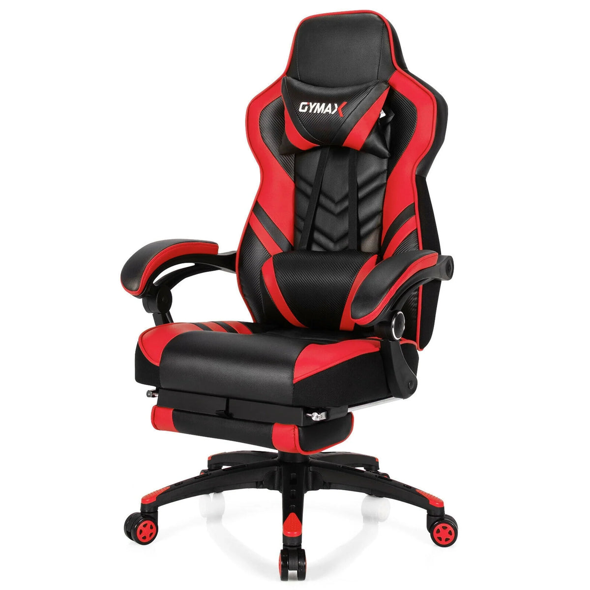 Gymax Office Computer Desk Chair Gaming Chair Adjustable Swivel w/Footrest Red