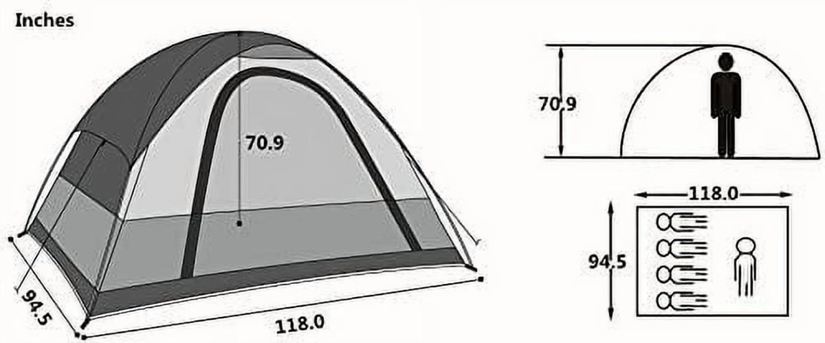 MaximalPower 5-Person Camping Tent for Family - Includes Easy to Set Up Stakes