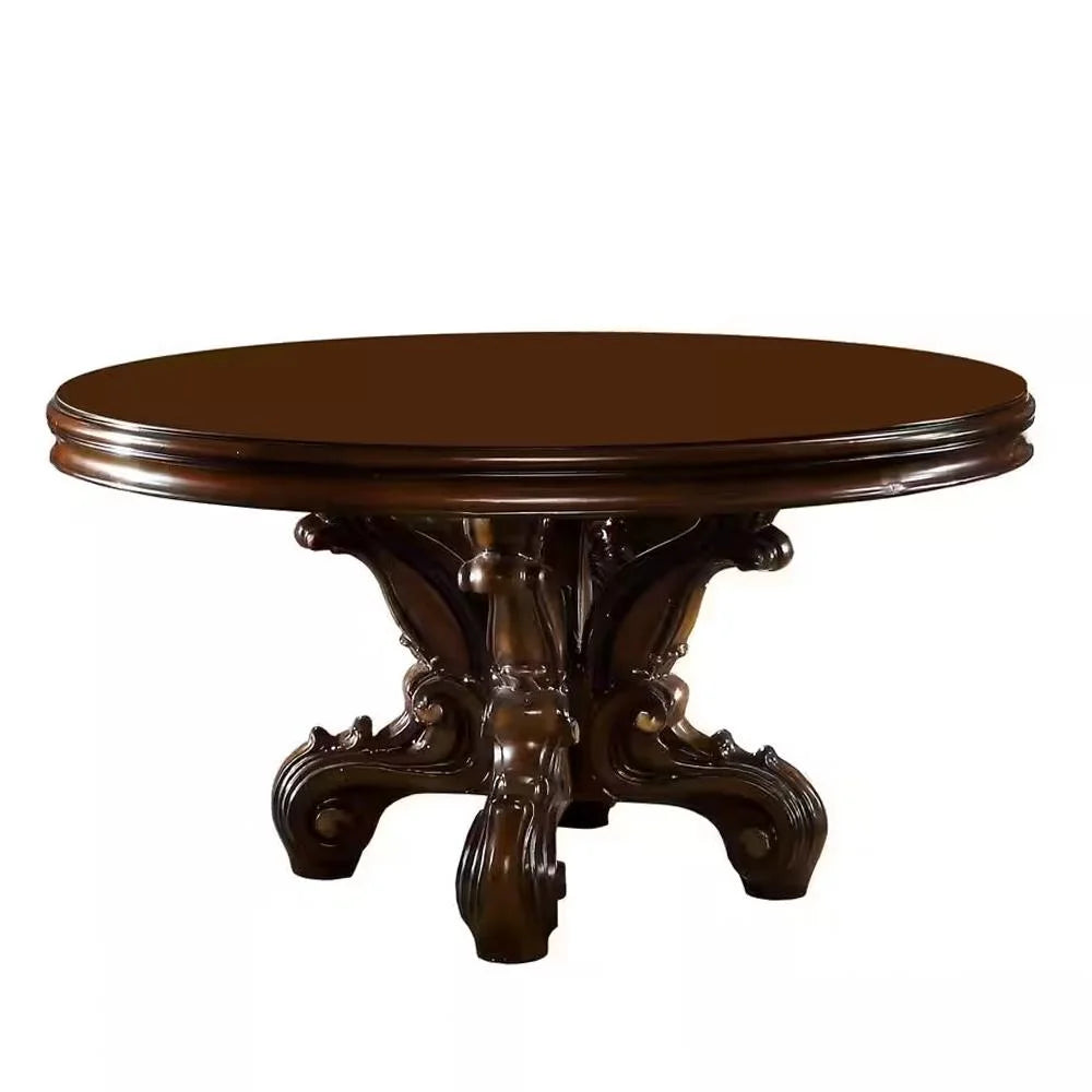 Acme Versailles Round Dining Table w/Single Pedestal, Cherry Finish Indoor