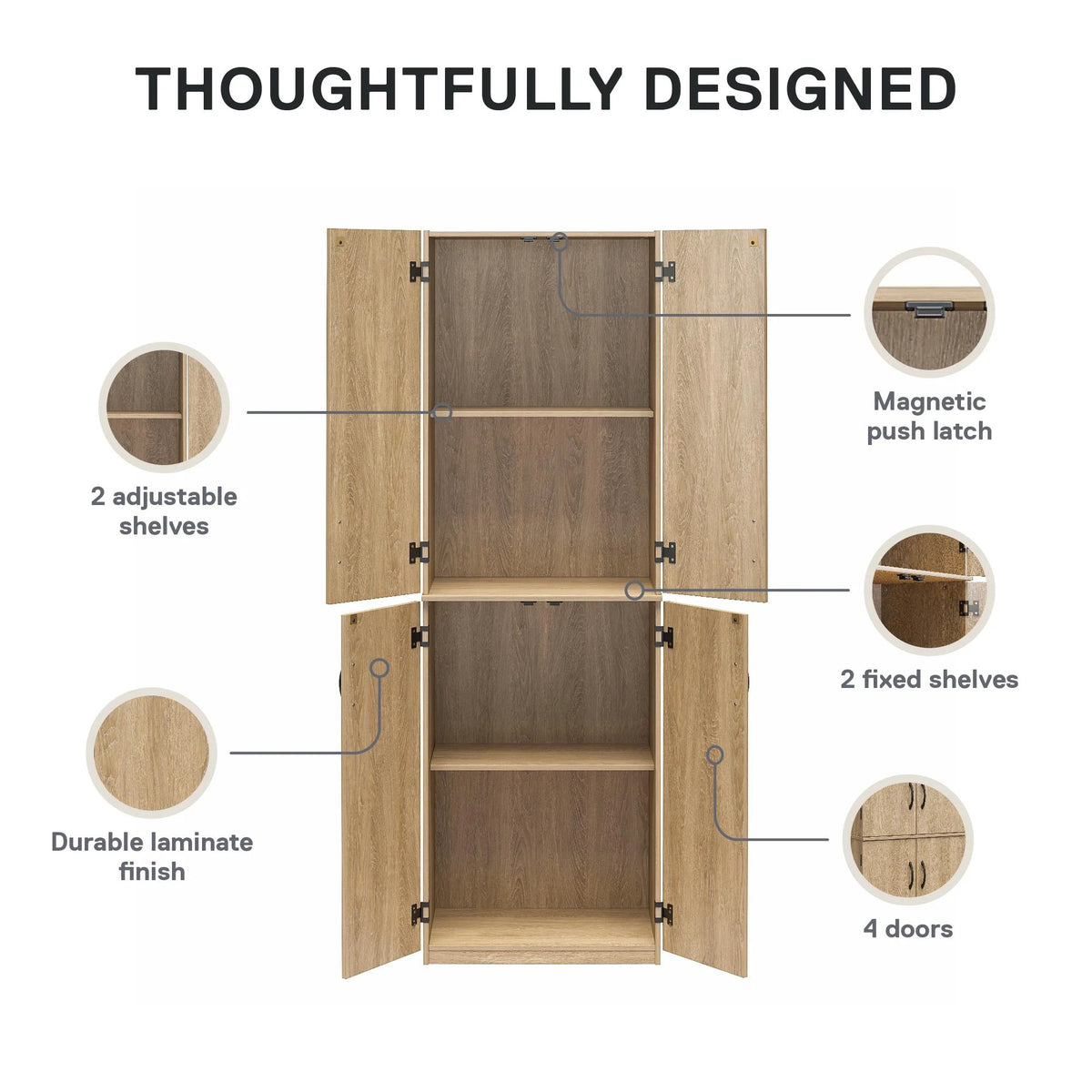 Mainstays 72" 4-Door Storage Cabinet, Espresso