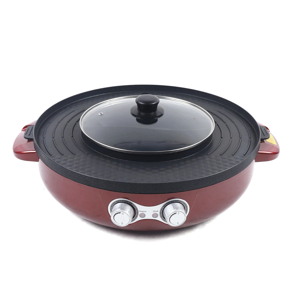 FETCOI 2200W Grill and Hot Pot BBQ Grill Pot 2 in 1 Household Electric Grill Barbecue Plate 3.6 L suitable for 2-5 people 110V