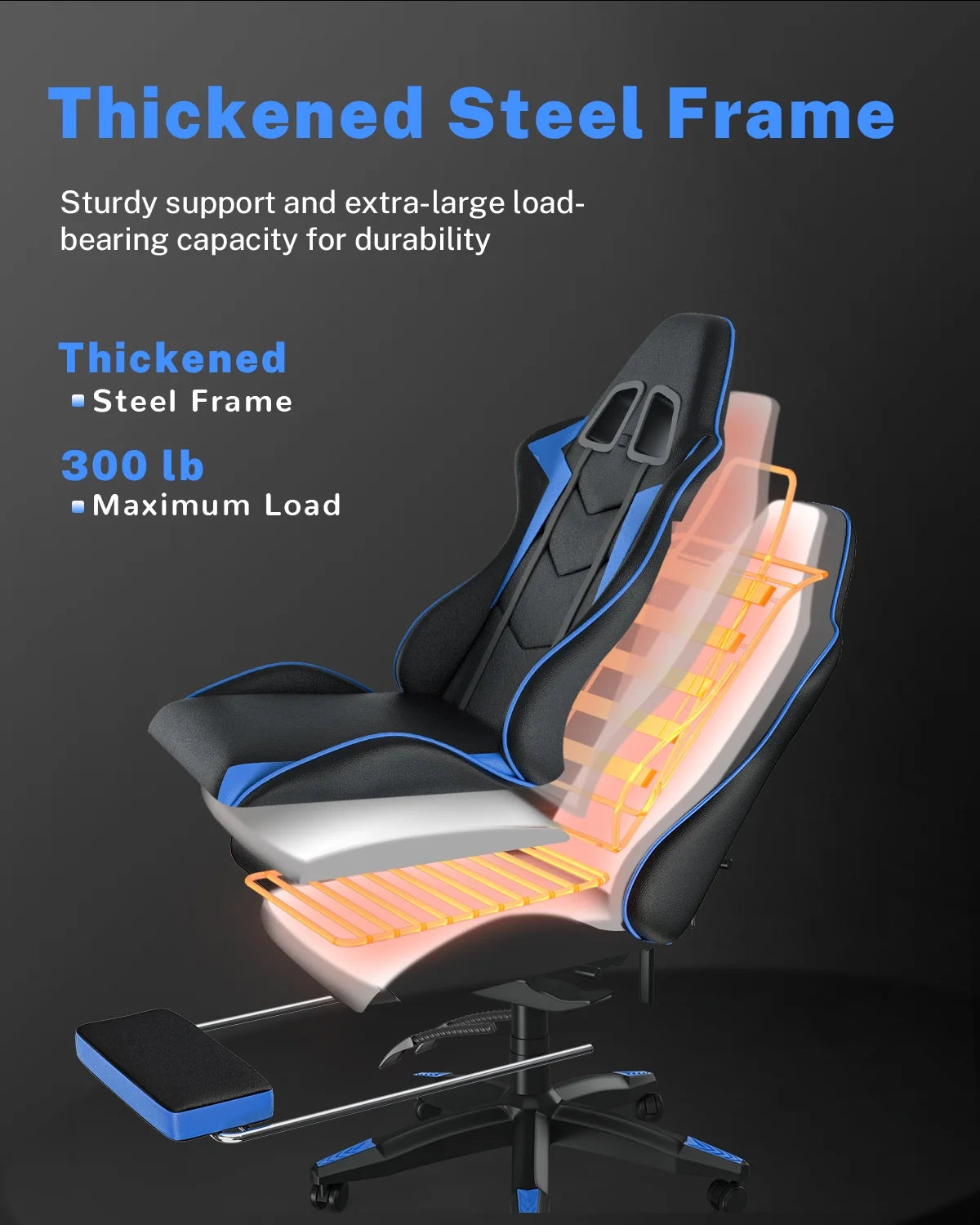Bigzzia Gaming Chair with Footrest, Gaming Chair for Adult with Headrest and Lumbar Support,Red