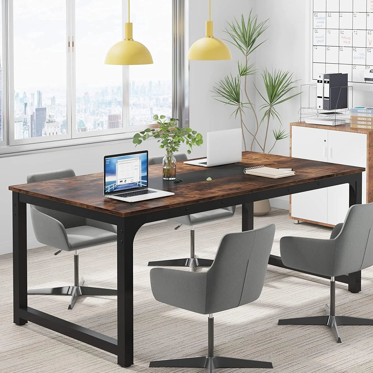 Large Simple Computer Desk Office Computer Table Writing Table for Home Office 63" L x 31.5" W x 29.5" H - Off White