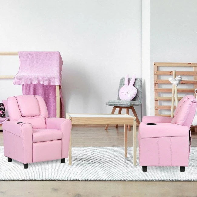 Children PU Leather Recliner Chair with Front Footrest