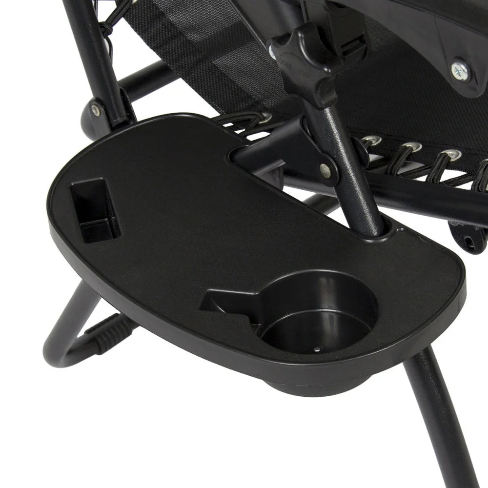 GoDecor Black 2 Pieces Zero Gravity Lounge Chairs with Saucer