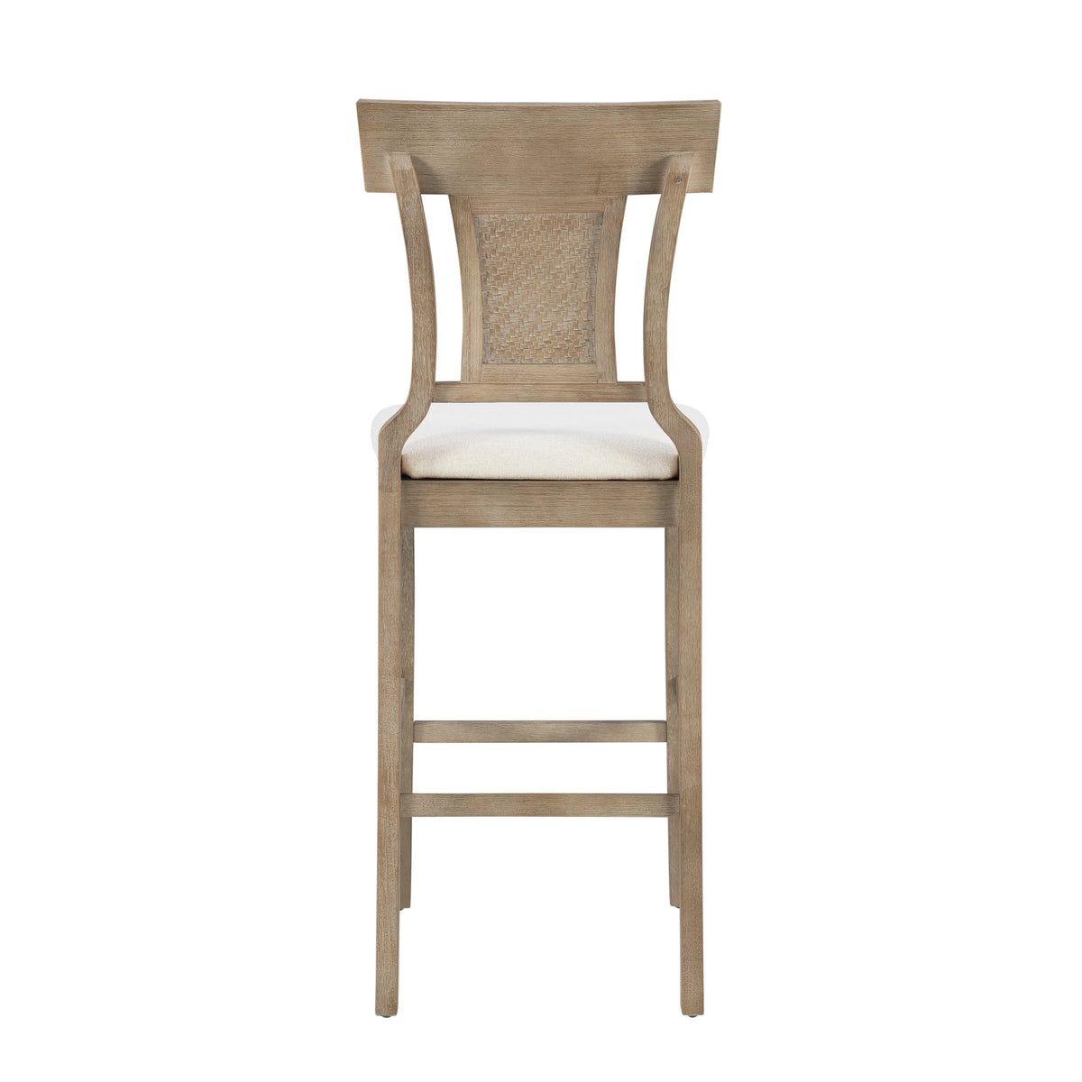 Linon Rylan 30" Bar Stool, Rustic Brown Finish with Beige Fabric